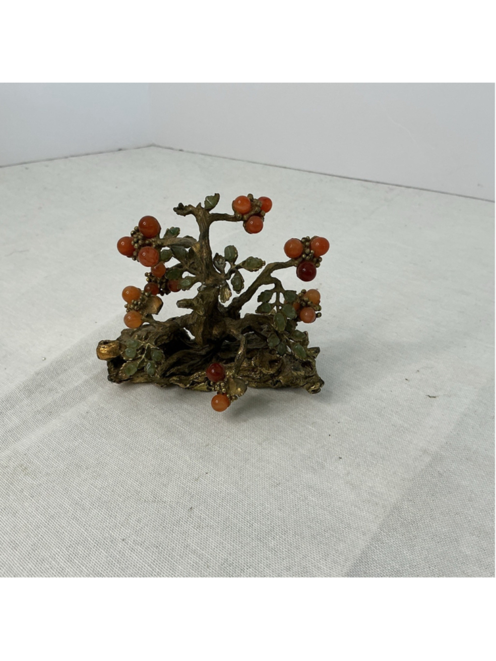 Vintage Metal & Stone Bonsai Tree Scrulpture
